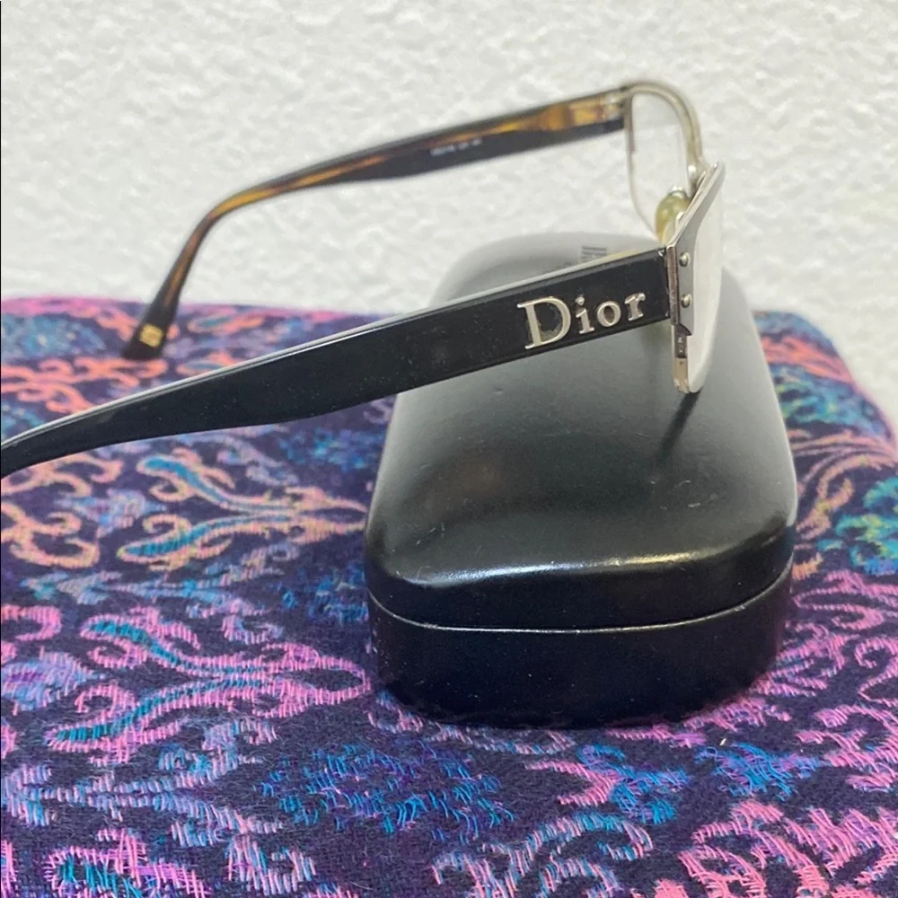 Dior Black and Gold Semi-Rimless Glasses
